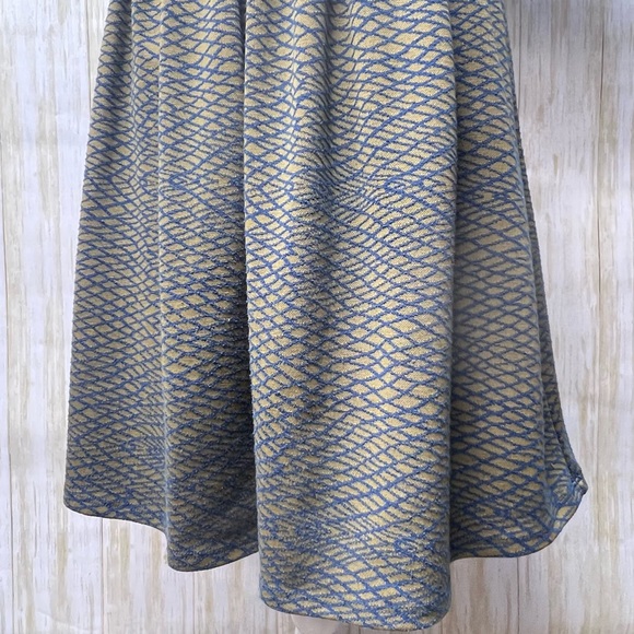 LuLaRoe Amelia Dress w/ Pockets, Zipper Back Blue & Olive Geometric Design - Picture 7 of 16